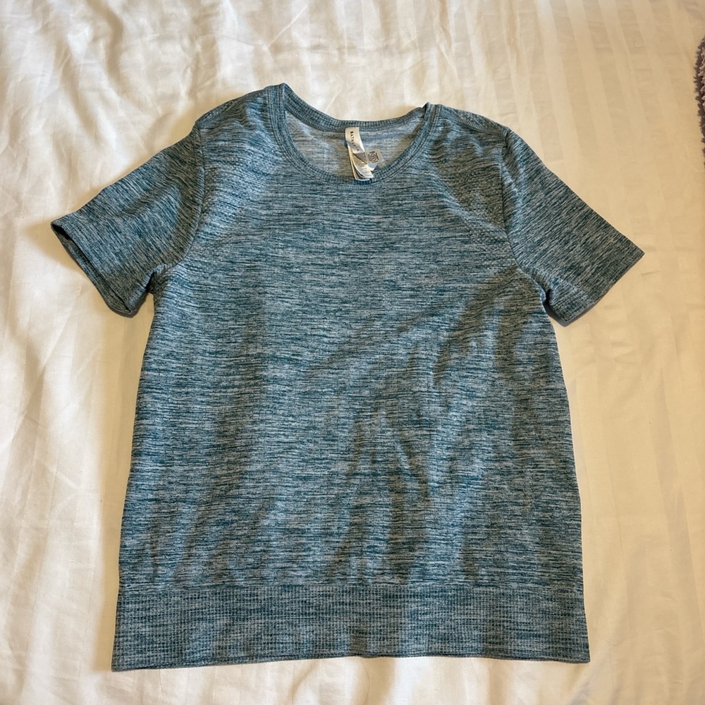 Heathered Blue Short Sleeve Knit Top
